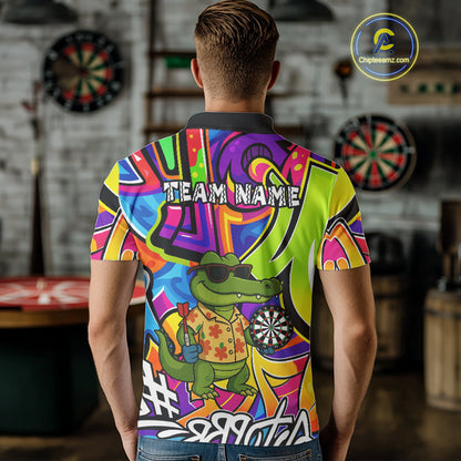 Funny Alligator Colorful Graffiti Style Custom Darts Shirt For Men Best Darts Jersey Team Outfit TDM4781