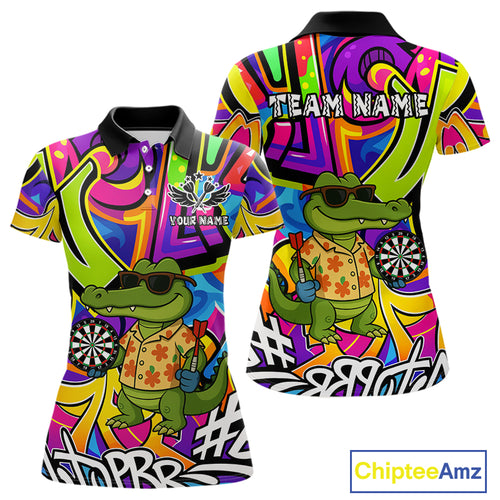 Funny Alligator Colorful Graffiti Style Custom Darts Shirt For Women Best Darts Jersey Team Outfit TDM4781
