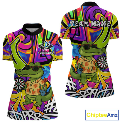 Funny Alligator Colorful Graffiti Style Custom Darts Shirt For Women Best Darts Jersey Team Outfit TDM4781