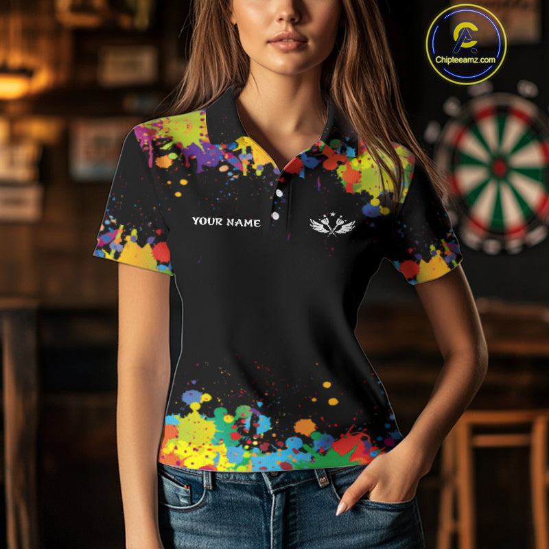 Funny Colorful Darts Shirt With Pocket Option For Women Custom Darts Jersey TDM4620