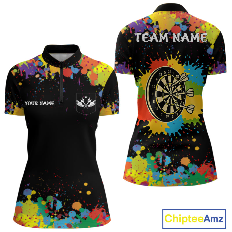 Funny Colorful Darts Shirt With Pocket Option For Women Custom Darts Jersey TDM4620