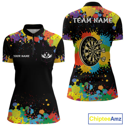 Funny Colorful Darts Shirt With Pocket Option For Women Custom Darts Jersey TDM4620