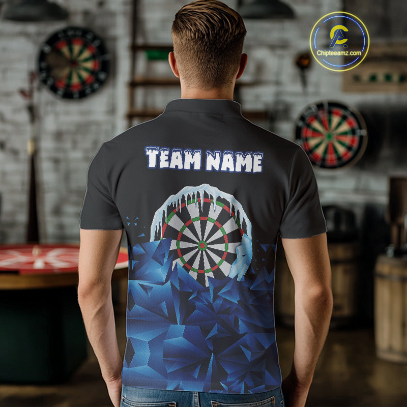 Funny Blue Icy Darts Shirt For Men Custom Darts Team Jersey Polo & Quarter Zip, Darts Gifts TDM4674