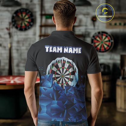 Funny Blue Icy Darts Shirt For Men Custom Darts Team Jersey Polo & Quarter Zip, Darts Gifts TDM4674