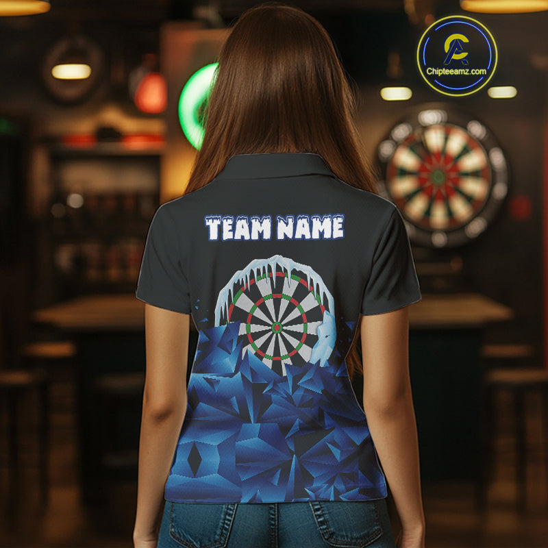 Funny Blue Icy Darts Shirt For Women Custom Darts Team Jersey Polo & Quarter Zip, Darts Gifts TDM4674