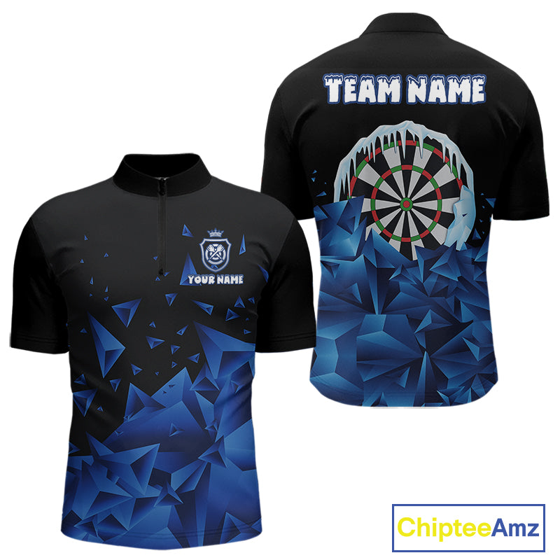 Funny Blue Icy Darts Shirt For Men Custom Darts Team Jersey Polo & Quarter Zip, Darts Gifts TDM4674