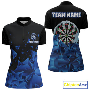 Funny Blue Icy Darts Shirt For Women Custom Darts Team Jersey Polo & Quarter Zip, Darts Gifts TDM4674