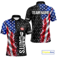 Load image into Gallery viewer, Grunge American Flag Darts Shirt For Men Custom Darts Jersey Pocket Option TDM5890