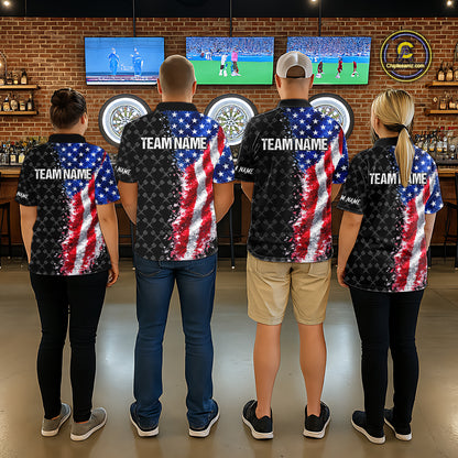 Grunge American Flag Darts Shirt For Women Custom Darts Jersey Pocket Option TDM5890