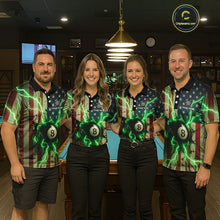 Load image into Gallery viewer, Green 8 Ball Lightning American Flag Billiard Shirt For Women Custom Patriotic Pool Team Jersey TDM5402