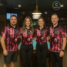 Load image into Gallery viewer, Red 8 Ball Lightning American Flag Billiard Shirt For Women Custom Patriotic Pool Team Jersey TDM5403
