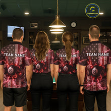 Load image into Gallery viewer, Red 8 Ball Lightning American Flag Billiard Shirt For Women Custom Patriotic Pool Team Jersey TDM5403