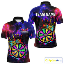 Load image into Gallery viewer, Personalized Neon Colorful Crown Darts Shirt For Men Custom Funny Darts Jersey Polo &amp; 1/4 Zip TDM5181
