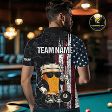 Load image into Gallery viewer, Vintage American Flag Funny Beer Billiard Shirt For Men Custom Patriotic 8 Ball Pool Team Jersey TDM5426