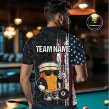 Load image into Gallery viewer, Vintage American Flag Funny Beer Billiard Shirt For Men Custom Patriotic 8 Ball Pool Team Jersey TDM5426