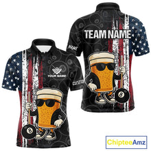 Load image into Gallery viewer, Vintage American Flag Funny Beer Billiard Shirt For Men Custom Patriotic 8 Ball Pool Team Jersey TDM5426