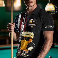 Load image into Gallery viewer, Funny Beer 8 Ball &amp; 9 Ball American Flag Billiard Shirt For Men Custom Patriotic Pool Team Jersey TDM5427