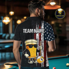 Load image into Gallery viewer, Funny Beer 8 Ball &amp; 9 Ball American Flag Billiard Shirt For Men Custom Patriotic Pool Team Jersey TDM5427
