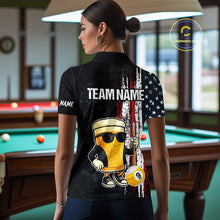 Load image into Gallery viewer, Funny Beer 8 Ball &amp; 9 Ball American Flag Billiard Shirt For Women Custom Patriotic Pool Team Jersey TDM5427