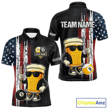 Load image into Gallery viewer, Funny Beer 8 Ball &amp; 9 Ball American Flag Billiard Shirt For Men Custom Patriotic Pool Team Jersey TDM5427