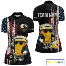 Load image into Gallery viewer, Funny Beer 8 Ball &amp; 9 Ball American Flag Billiard Shirt For Women Custom Patriotic Pool Team Jersey TDM5427