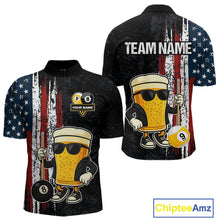 Load image into Gallery viewer, Funny Beer 8 Ball &amp; 9 Ball American Flag Billiard Shirt For Men Custom Patriotic Pool Team Jersey TDM5427