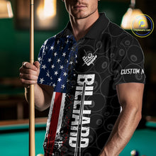 Load image into Gallery viewer, Grunge American Flag 8 Ball Pool Billiard Shirt For Men Custom Patriotic Billiard Team Jersey TDM5428