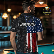 Load image into Gallery viewer, Grunge American Flag 8 Ball Pool Billiard Shirt For Men Custom Patriotic Billiard Team Jersey TDM5428