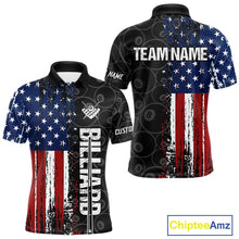 Load image into Gallery viewer, Grunge American Flag 8 Ball Pool Billiard Shirt For Men Custom Patriotic Billiard Team Jersey TDM5428