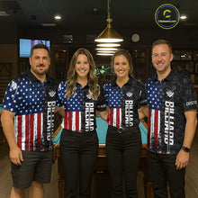 Load image into Gallery viewer, Grunge American Flag 8 Ball Pool Billiard Shirt For Men Custom Patriotic Billiard Team Jersey TDM5428