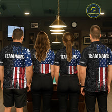 Load image into Gallery viewer, Grunge American Flag 8 Ball Pool Billiard Shirt For Men Custom Patriotic Billiard Team Jersey TDM5428