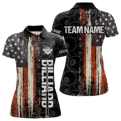 Vintage American Flag 8 Ball Pool Billiard Shirt For Women Custom Patriotic Billiard Team Jersey TDM5429