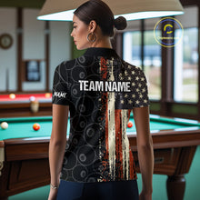 Load image into Gallery viewer, Vintage American Flag 8 Ball Pool Billiard Shirt For Women Custom Patriotic Billiard Team Jersey TDM5429