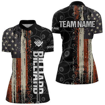 Vintage American Flag 8 Ball Pool Billiard Shirt For Women Custom Patriotic Billiard Team Jersey TDM5429