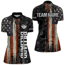 Load image into Gallery viewer, Vintage American Flag 8 Ball Pool Billiard Shirt For Women Custom Patriotic Billiard Team Jersey TDM5429