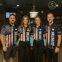 Load image into Gallery viewer, Vintage American Flag 8 Ball Pool Billiard Shirt For Women Custom Patriotic Billiard Team Jersey TDM5429