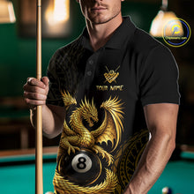 Load image into Gallery viewer, Black And Golden Custom Dragon Billiard Shirt For Men, 8 Ball Pool Team Jersey Polo &amp; 1/4 Zip TDM6058