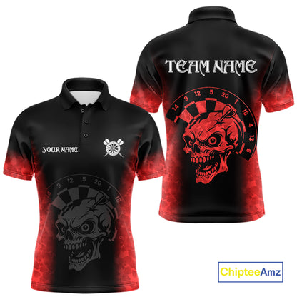 Black And Red Custom Skull Darts Shirt For Men, Darts Jersey Pocket Option TDM5438