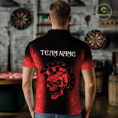 Black And Red Custom Skull Darts Shirt For Men, Darts Jersey Pocket Option TDM5438