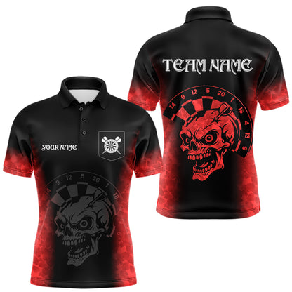 Black And Red Custom Skull Darts Shirt For Men, Darts Jersey Pocket Option TDM5438