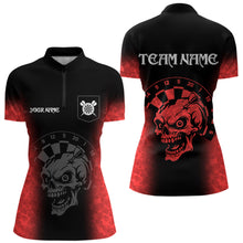 Load image into Gallery viewer, Black And Red Custom Skull Darts Shirt For Women, Darts Jersey Pocket Option TDM5438