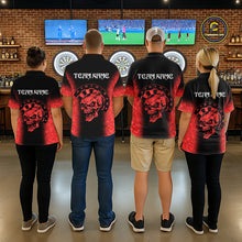 Load image into Gallery viewer, Black And Red Custom Skull Darts Shirt For Women, Darts Jersey Pocket Option TDM5438