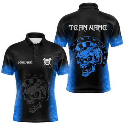 Black And Blue Custom Skull Darts Shirt For Men, Darts Jersey Pocket Option TDM5439