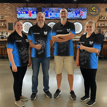 Load image into Gallery viewer, Black And Blue Custom Skull Darts Shirt For Women, Darts Jersey Pocket Option TDM5439