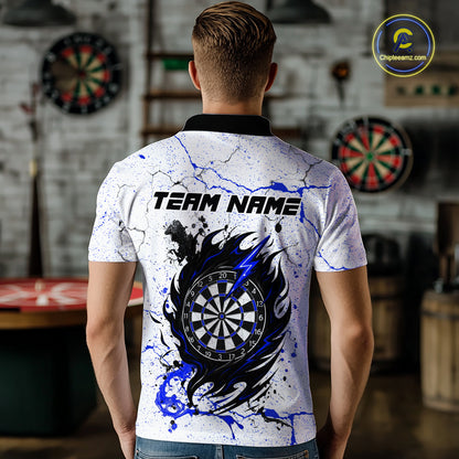 White Grunge Wolf Dart Shirt & Pocket Option Custom Men'S Dart Jersey |Blue TDM5441