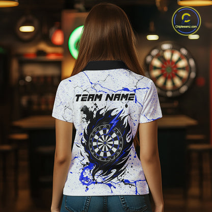 White Grunge Wolf Dart Shirt & Pocket Option Custom Women's Dart Jersey |Blue TDM5441