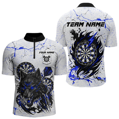 White Grunge Wolf Dart Shirt & Pocket Option Custom Men'S Dart Jersey |Blue TDM5441