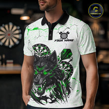 Load image into Gallery viewer, White Grunge Wolf Dart Shirt &amp; Pocket Option Custom Men&#39;s Dart Jersey|Green TDM5442