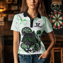 Load image into Gallery viewer, White Grunge Wolf Dart Shirt &amp; Pocket Option Custom Women&#39; Dart Jersey|Green TDM5442