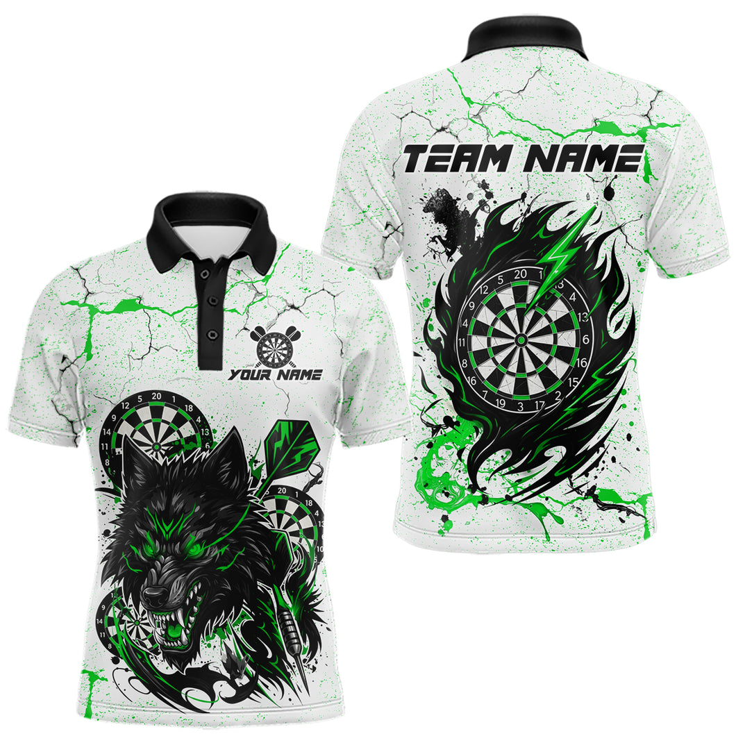 White Grunge Wolf Dart Shirt & Pocket Option Custom Men's Dart Jersey|Green TDM5442